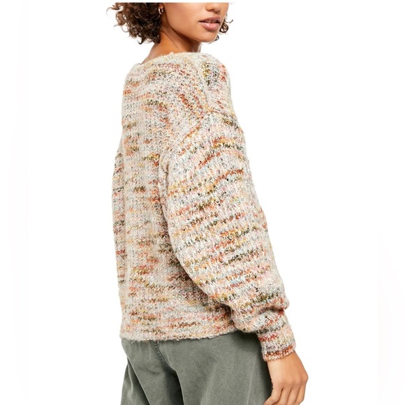 Free People Highland V Neck Oversized Sweater Size S Slouchy Chunky Space Knit - Picture 3 of 13